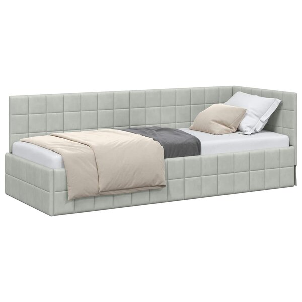 vidaXL Cadre de lit d'angle Gris clair 80 cm x 200 cm Velours