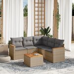 vidaXL Salon de jardin avec coussins 6 Pièces beige résine tressée