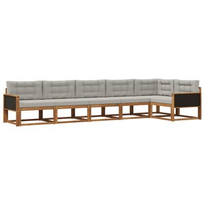 vidaXL Ensemble de canapés d'extérieur 6 pc Naturel et Gris clair
