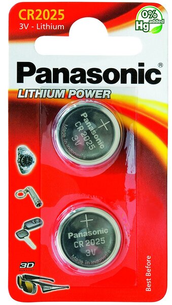 Blister de 2 piles CR2025 3V au lithium PANASONIC