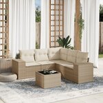 vidaXL Salon de jardin avec coussins 6 Pièces beige résine tressée