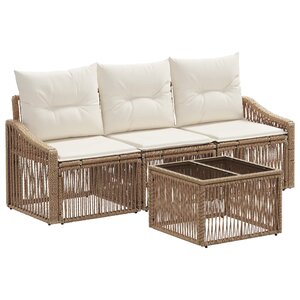 vidaXL Ensemble de canapé de jardin 4 Pièces Beige polyrotin