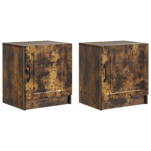vidaXL Cabinet de chevet 2 Pièces Chêne fumé 43 x 34 5 x 47 cm