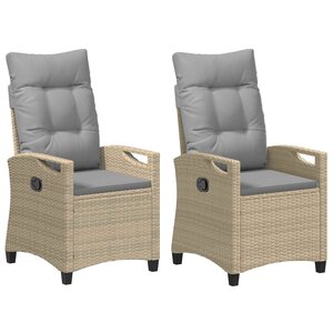 vidaXL Chaise de jardin 2 Pièces Beige et Gris clair 56 x 60 x 112 cm