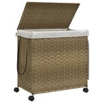 vidaXL Panier à linge avec roulettes 60x35x60 5 cm résine tressée