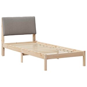vidaXL Cadre de lit Marron et taupe 100 x 200 cm Bois massif en pin