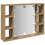 vidaXL Armoire à miroir avec LED chêne artisanal 76x15x55 cm