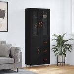 vidaXL Buffet haut Noir 69 5x34x180 cm Bois d'ingénierie