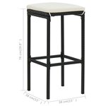 vidaXL Tabourets de bar avec coussins lot de 3 noir résine tressée