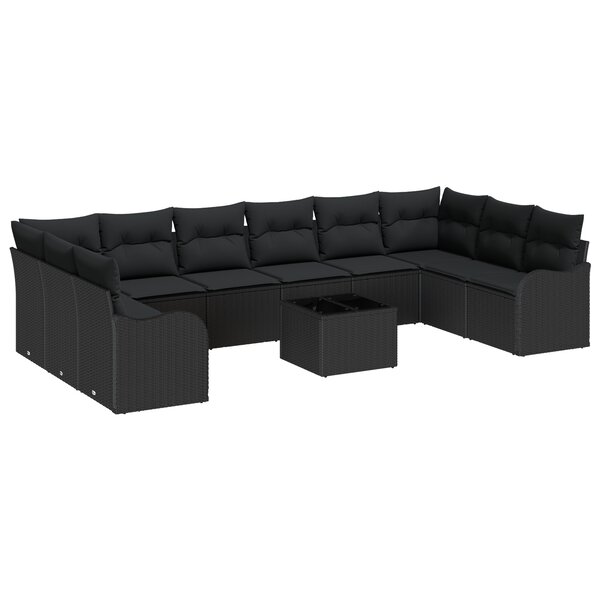 Ensemble de Canapé de Jardin de 11 Pièces avec Coussins Beige en Rotin Synthétique