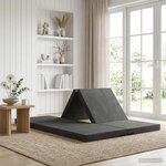 vidaXL Canapé-lit pliable 140 x 67 x 15 cm Gris foncé