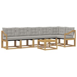 vidaXL Ensemble de canapés d'extérieur 7 pc Blanc et gris clair