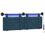 vidaXL Tête de lit suspendue Avec lumière LED Bleu Velours