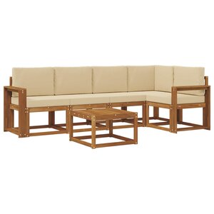 vidaXL Ensemble de canapés d'extérieur 6 pc Naturel et Beige
