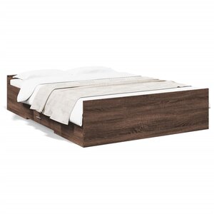 vidaXL Cadre de lit avec tiroirs sans matelas chêne marron 120x190 cm