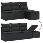 vidaXL Salon de jardin 7 Pièces avec coussins noir résine tressée