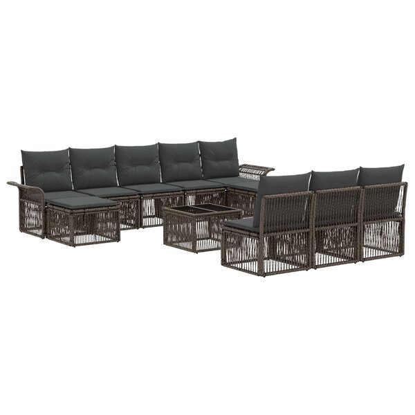 vidaXL Ensemble de canapé de jardin 11 Pièces Gris polyrotin