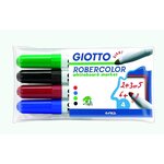 Pochette 4 marqueurs effaçables pointe ogive 7mm  bleu  rouge  noir  vert GIOTTO