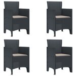 vidaXL Ensemble de Salle à Manger de Jardin de 5 Pièces avec Coussins anthracite en Poly Rattan