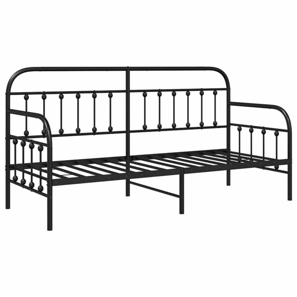 vidaXL Cadre de lit de jour avec tête de lit Noir 80 x 200 cm Acier