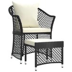 Salon de jardin meuble d'extérieur ensemble de mobilier 2 pièces avec coussins noir résine tressée 02_0015898