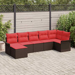 vidaXL Ensemble de canapé de jardin 7 Pièces Beige Poly rotin