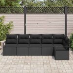 vidaXL Ensemble de canapé de jardin avec coussin 6 Pièces Noir