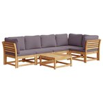 vidaXL Salon de jardin 6 Pièces avec coussins bois d'acacia solide