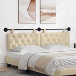 vidaXL Tête de lit suspendue Avec lumière LED Crème Tissu