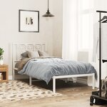 vidaXL Cadre de lit métal sans matelas avec tête de lit blanc 90x200cm