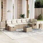 vidaXL Salon de jardin avec coussins 8 Pièces beige résine tressée
