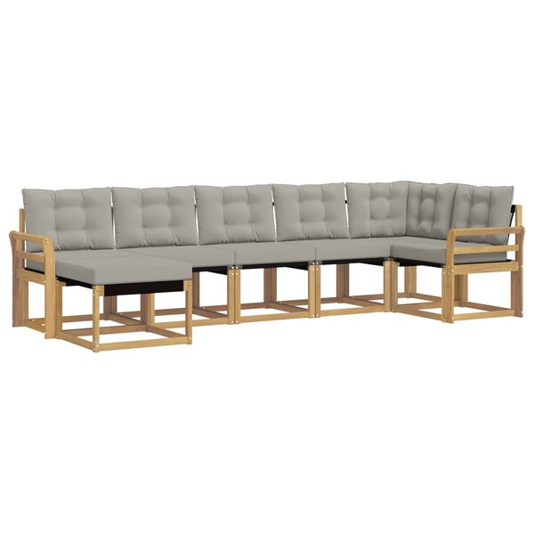vidaXL Ensemble de canapés d'extérieur 7 Pièces Blanc et gris clair
