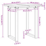 vidaXL Table à manger cadre en O 60x60x75 5cm bois de pin massif acier