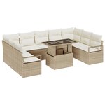 vidaXL Ensemble de canapés de jardin 10 pièces avec coussins beige poly rattan