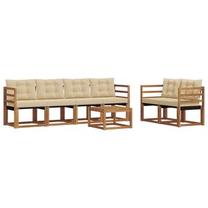 vidaXL Ensemble de canapés d'extérieur 7 pc Naturel et Beige