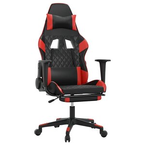 vidaXL Chaise de jeu de massage avec repose-pied Noir&Rouge Similicuir