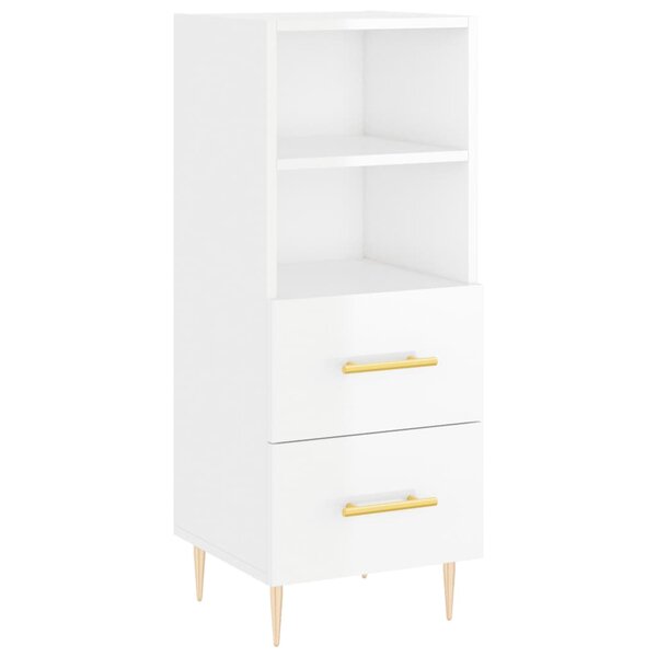 vidaXL Buffet Blanc brillant 34 5x34x90 cm Bois d'ingénierie