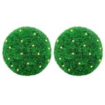 vidaXL Boules de buis artificielles avec lumières LED 2 Pièces vert 27 cm
