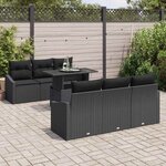 vidaXL Ensemble de canapé de jardin avec stockage 7 Pièces Noir polyrotin