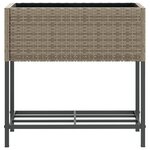 vidaXL Jardinière avec étagère gris résine tressée