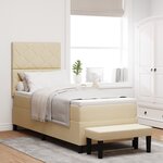 vidaXL Lit à ressorts avec matelas et banc crème 80x200 cm tissu