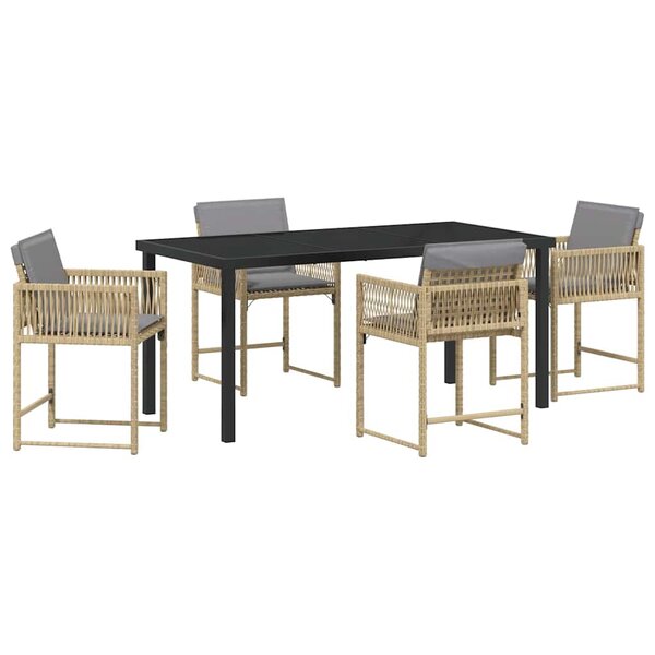 vidaXL Ensemble de salle à manger pour jardin 5 Pièces Beige polyrotin