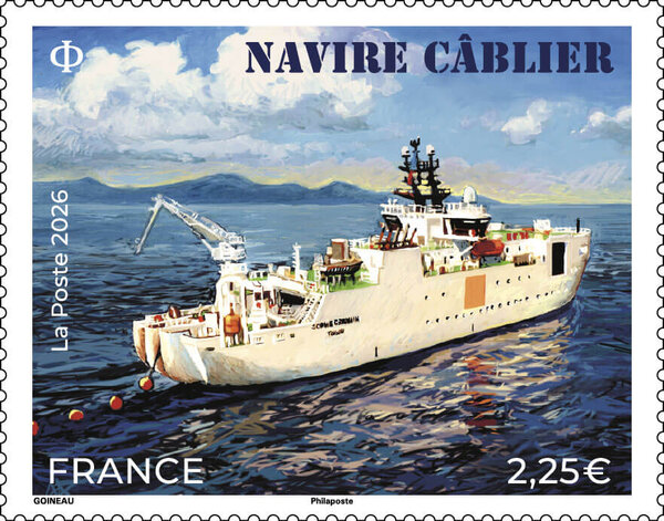 Timbre - Navire câblier - Lettre Internationale