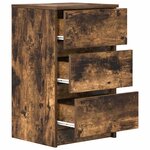 vidaXL Table de chevet avec 3 tiroirs chêne fumé 39x35x65 cm
