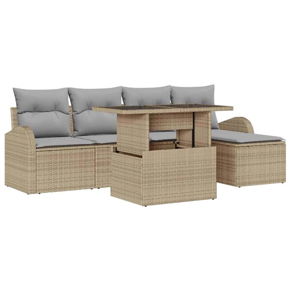 vidaXL Ensemble de canapé de jardin avec coussin 6 Pièces Beige polyrotin