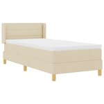vidaXL Lit à ressorts avec matelas - Tissu crème  100 x 200 cm
