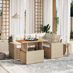 vidaXL Salon de jardin avec coussins 5 Pièces beige résine tressée