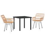 vidaXL Ensemble de Salle à Manger de Jardin 3 Pièces en Rattan Poly Brun