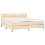 vidaXL Sommier à lattes de lit avec matelas LED Crème 180x200 cm Tissu