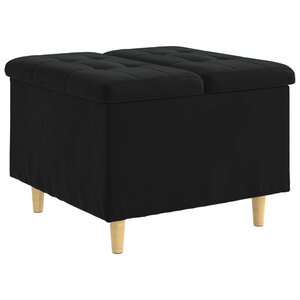 vidaXL Pouf de rangement avec coussin Noir 60 x 60 x 45 cm Velours